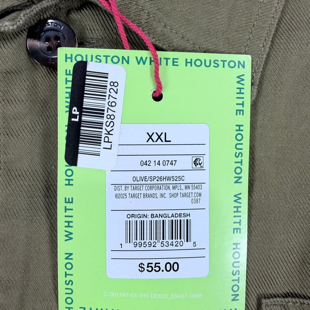 Houston White Mens XXL Olive Green Cotton  Chore Shacket Button Down Jacket - Picture 5 of 10
